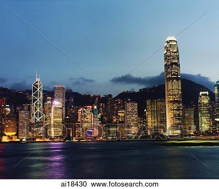 Hong Kong, early evening view of Central and the Peak, view from Star Ferry terminal, Kowloon View Large Photo Image Stock Image - Hong Kong, early evening view of Central and the Peak, view from Star Ferry terminal, Kowloon. Fotosearch