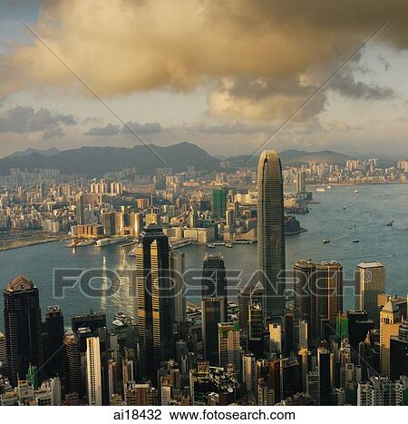 Hong Kong, Late afternoon, Central, Victoria harbour and Kowloon, viewed from the peak View Large Photo Image Stock Image - Hong Kong, Late afternoon, Central, Victoria harbour and Kowloon, viewed from the peak. Fotosearch