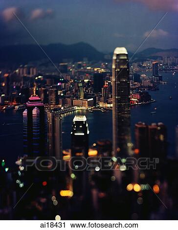 Hong Kong, Night View, Central, Victoria harbour and Kowloon, view from the Peak View Large Photo Image Stock Image - Hong Kong, Night View, Central, Victoria harbour and Kowloon, view from the Peak. Fotosearch