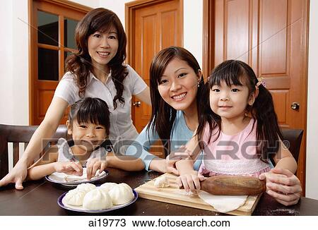 Three generations of females, in kitchen, smiling at camera View Large Photo Image Stock Image - Three generations of females, in kitchen, smiling at camera. Fotosearch