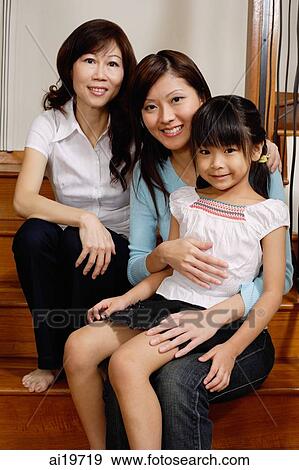 Three generations of females, sitting in stairs, looking at camera View Large Photo Image Stock Photo - Three generations of females, sitting in stairs, looking at camera. Fotosearch