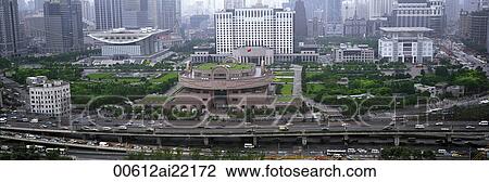 A panoramic view of the People's Square and the elevated highway, Shanghai, China View Large Photo Image Stock Image - A panoramic view of the People's Square and the elevated highway, Shanghai, China. Fotosearch