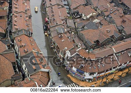 Picture - An aerial view of local residence, Shanghai, China. Fotosearch
