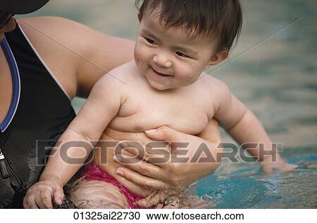Baby boy swimming in pool View Large Photo Image Stock Image - Baby boy swimming in pool. Fotosearch