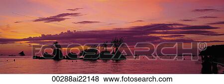 Stock Photo - Boracay Beach at dusk, Philippines. Fotosearch