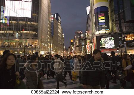 Picture - Busy Shibuya at dusk, Tokyo, Japan. Fotosearch
