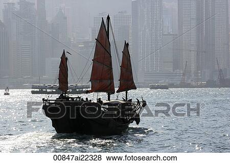 Chinese junk at Victoria Harbour, Hong Kong View Large Photo Image Stock Photo - Chinese junk at Victoria Harbour, Hong Kong. Fotosearch