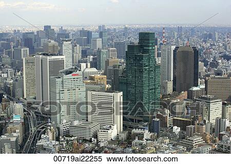 Stock Photography - Cityscape of Minato-ku from Roppongi Hills,, Tokyo, Japan. Fotosearch