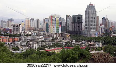 Cityscape of Urumuqi from Hongshan Park to the north, Urumuqi, Xinjiang View Large Photo Image Stock Photo - Cityscape of Urumuqi from Hongshan Park to the north, Urumuqi, Xinjiang. Fotosearch