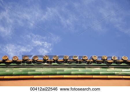 Stock Photograph - Detail of the roof of a temple. Fotosearch