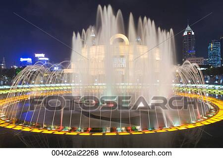 Fountain in front of the Shanghai Museum at People's Square, Shanghai, China View Large Photo Image Stock Photo - Fountain in front of the Shanghai Museum at People's Square, Shanghai, China. Fotosearch