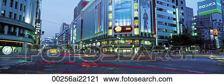 Stock Image - Ginza at dusk. Fotosearch