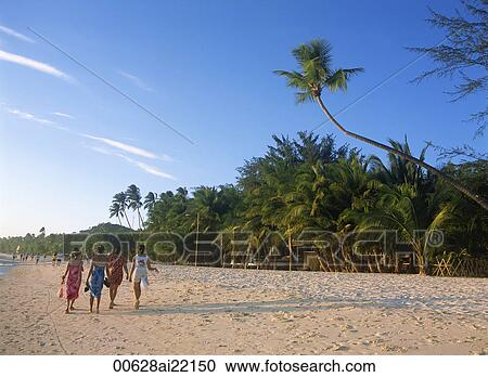 Stock Image - Holiday makers at Boracay Beach, Philippines. Fotosearch