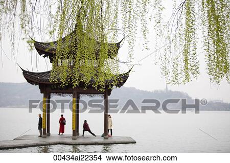 Picture - Jixian-ting pavilion, West Lake, Hangzhou, China. Fotosearch