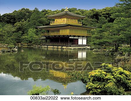 Stock Image - Kinkaku-Ji Temple, Kyoto, Japan. Fotosearch