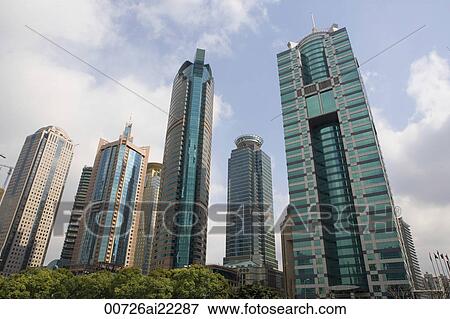 Lujiazui commercial buildings, Pudong, Shanghai, China View Large Photo Image Stock Photo - Lujiazui commercial buildings, Pudong, Shanghai, China. Fotosearch