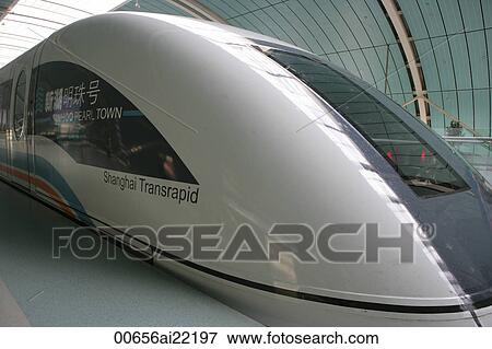 Magnetically levitated (Maglev) train, Shanghai View Large Photo Image Stock Photo - Magnetically levitated (Maglev) train, Shanghai. Fotosearch