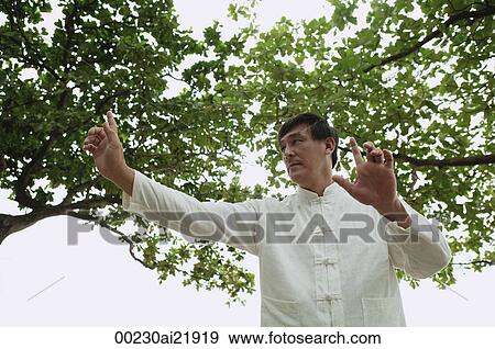 Man in park doing Tai Chi View Large Photo Image Stock Photo - Man in park doing Tai Chi. Fotosearch