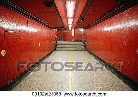 Stock Photo - Mass Transit Railway (MTR) pedestrian tunnel, Hong Kong. Fotosearch
