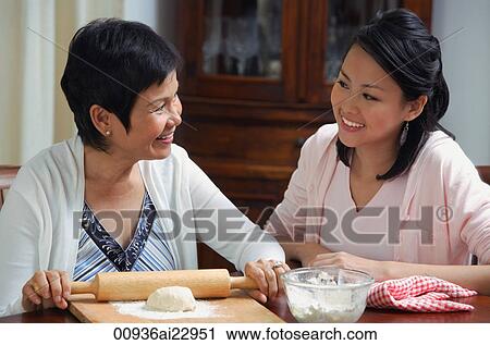 Mother and daughter baking together View Large Photo Image Stock Image - Mother and daughter baking together. Fotosearch