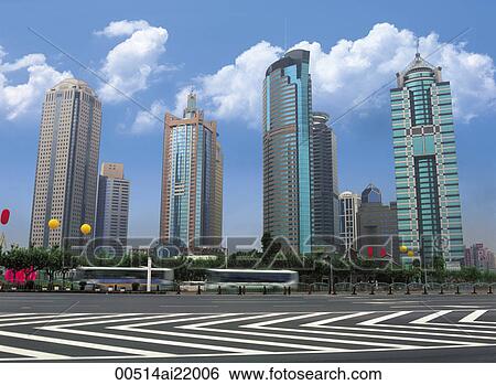 Stock Photograph - New buildings in Pudong, Shanghai, China. Fotosearch