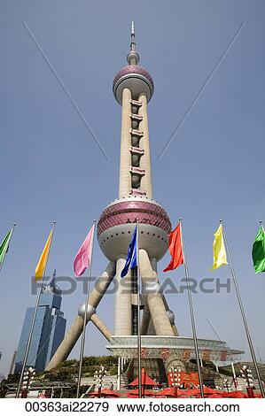 Orient Pearl TV Tower, Pudong, Shanghai, China View Large Photo Image Stock Photo - Orient Pearl TV Tower, Pudong, Shanghai, China. Fotosearch