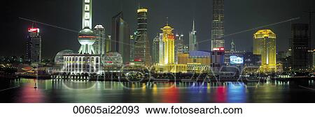Pudong at night, Shanghai, China View Large Photo Image Stock Image - Pudong at night, Shanghai, China. Fotosearch