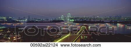 Picture - Rainbow Bridge at night. Fotosearch