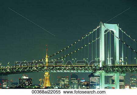 Rainbow Bridge, Tokyo, Japan View Large Photo Image Stock Photography - Rainbow Bridge, Tokyo, Japan. Fotosearch