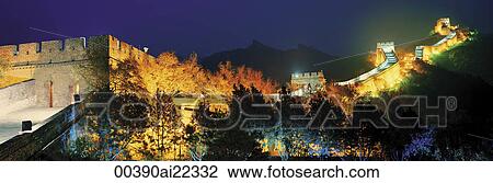 The Great Wall at night, Badaling, Beijing, China View Large Photo Image Stock Image - The Great Wall at night, Badaling, Beijing, China. Fotosearch