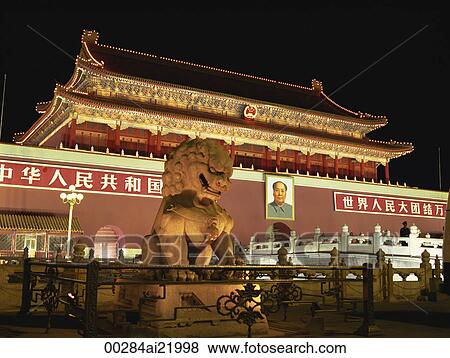 Stock Photo - Tiananmen at night, Beijing, China. Fotosearch