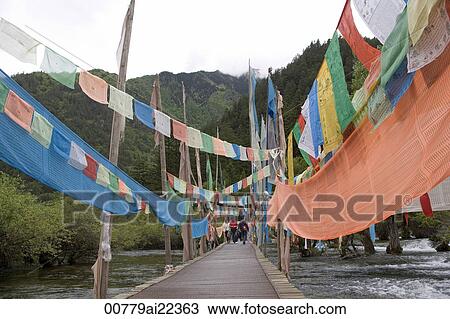 Tibetan's plain flags over the stream, Shuzheng lake, Jiuzhaigou scenic Area, Wuhang, China View Large Photo Image Stock Image - Tibetan's plain flags over the stream, Shuzheng lake, Jiuzhaigou scenic Area, Wuhang, China. Fotosearch