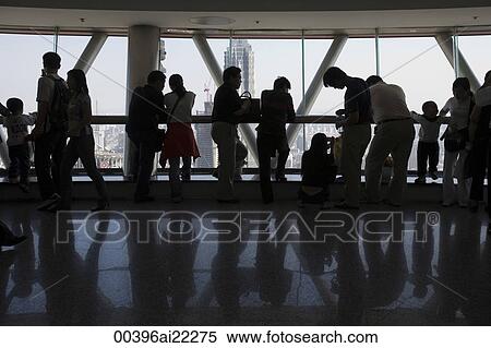 Tourists at the observatory platform of Orient Pearl TV Tower, Pudong, Shanghai, China View Large Photo Image Stock Photography - Tourists at the observatory platform of Orient Pearl TV Tower, Pudong, Shanghai, China. Fotosearch