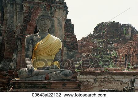 Stock Image - Wat Yai Chai Mongkhon, Ayutthara, Thailand. Fotosearch