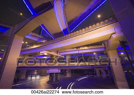 Picture - Yenan Way viaduct, Shanghai, China. Fotosearch