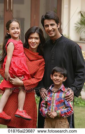 family of four outdoor portrait, smiling at camera View Large Photo Image Stock Photo - family of four outdoor portrait, smiling at camera. Fotosearch