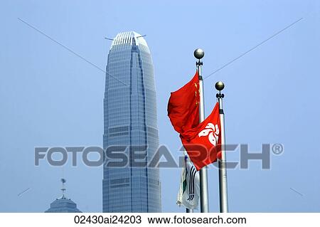 Flags in front of the 2IFC, Hong Kong View Large Photo Image Stock Image - Flags in front of the 2IFC, Hong Kong. Fotosearch