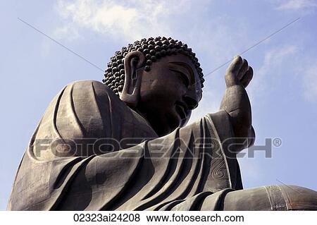 Stock Photo - Giant Buddha statue, Po Lin Monastery, Lantau Island, Hong Kong. Fotosearch