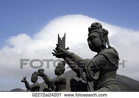 Religious statues at Po Lin Monastery, Lantau Island, Hong Kong View Large Photo Image Stock Photo - Religious statues at Po Lin Monastery, Lantau Island, Hong Kong. Fotosearch
