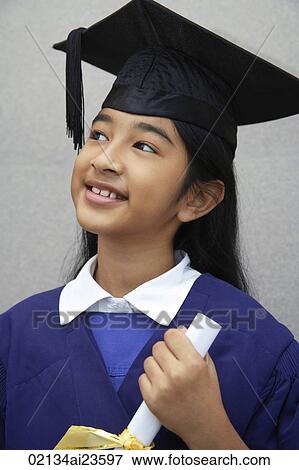 young girl graduate with diploma (close-up) View Large Photo Image Stock Photo - young girl graduate with diploma (close-up). Fotosearch