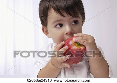 baby boy eating apple View Large Photo Image Stock Image - baby boy eating apple. Fotosearch