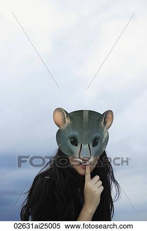 lady with rat mask, one finger on lips View Large Photo Image Stock Photography - lady with rat mask, one finger on lips. Fotosearch