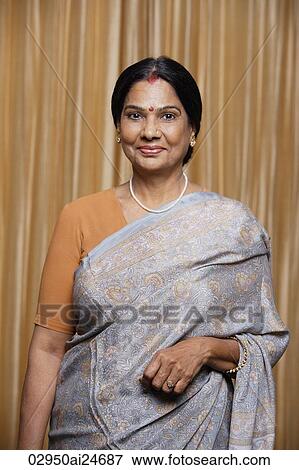Stock Photo - portrait of woman in sari and bindi. Fotosearch