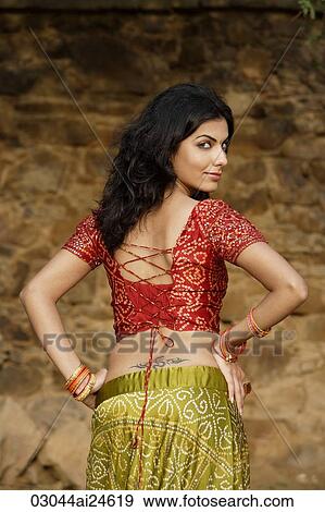 sexy woman in sari, tattoo View Large Photo Image Stock Photo - sexy woman in sari, tattoo. Fotosearch