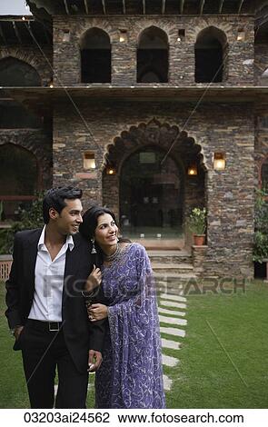 young couple on garden path, woman in sari View Large Photo Image Stock Image - young couple on garden path, woman in sari. Fotosearch