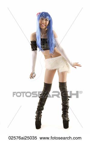 young hip lady listening to MP3, posing with smile View Large Photo Image Stock Photography - young hip lady listening to MP3, posing with smile. Fotosearch
