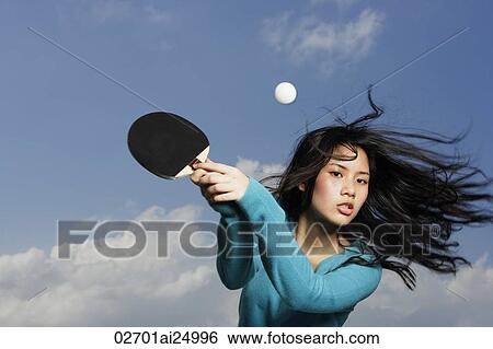 young lady holding ping pong bat View Large Photo Image Stock Photograph - young lady holding ping pong bat. Fotosearch