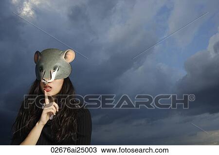 young lady with mouse mask View Large Photo Image Stock Image - young lady with mouse mask. Fotosearch