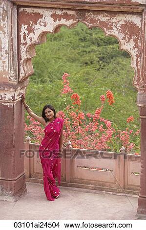 young woman posing in sari View Large Photo Image Picture - young woman posing in sari. Fotosearch