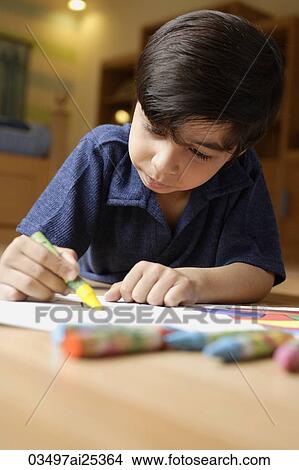 Picture - boy coloring. Fotosearch
